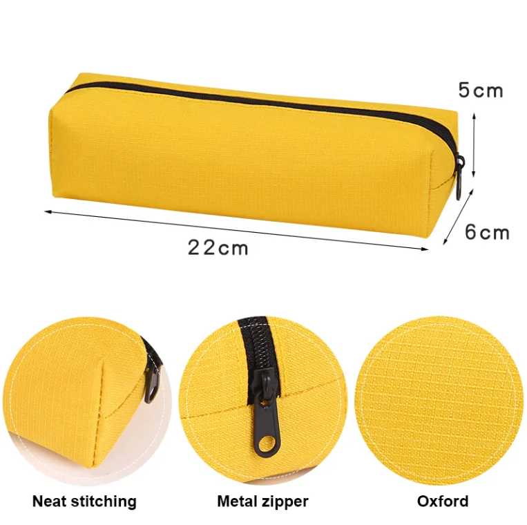 Custom logo OEM simple zipper oxford cloth solid color stationery portable cute pen pencil pouch bag case for girl boy school