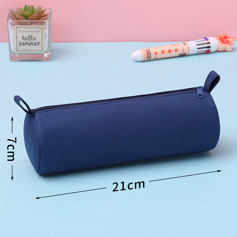 Large capacity zippered pencil case cute cylindrical stationery storage bag oxford for primary school