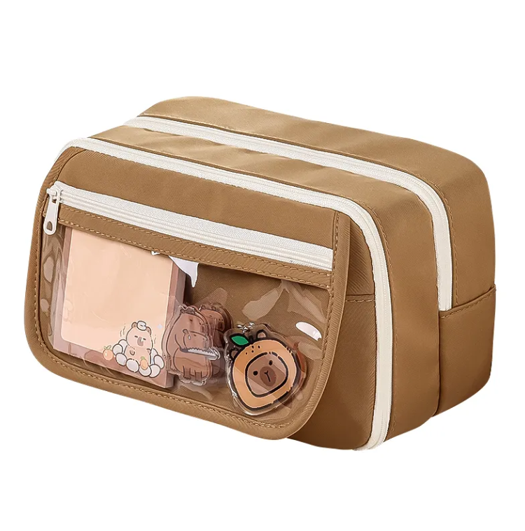 Cute nine layers ultra- large capacity pen bags containers with a transparent partition bag women cosmetics holder pouch