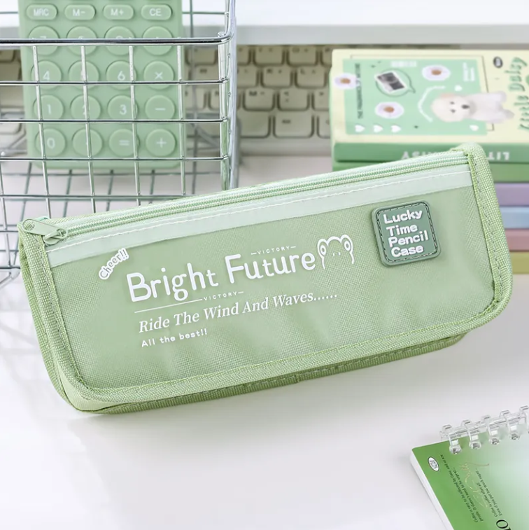 Large capacity fabric pencil case for primary and secondary school students simple transparent girl's pencil bag