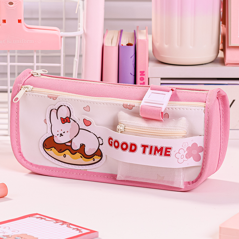 Large capacity pencil case fashion pen bag student stationery school supplies cute cartoon zipper storage box