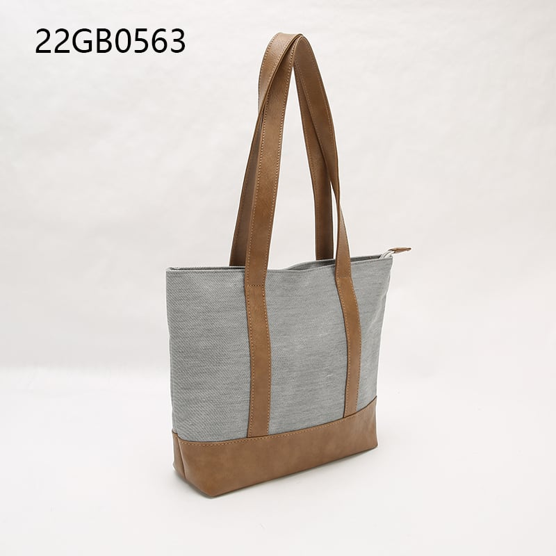 ladies large capacity eco heavy canvas tote bag with handle extend to the bottom