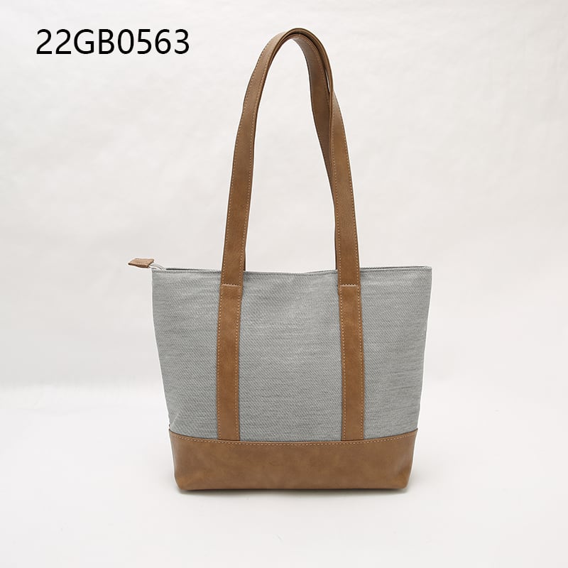 ladies large capacity eco heavy canvas tote bag with handle extend to the bottom