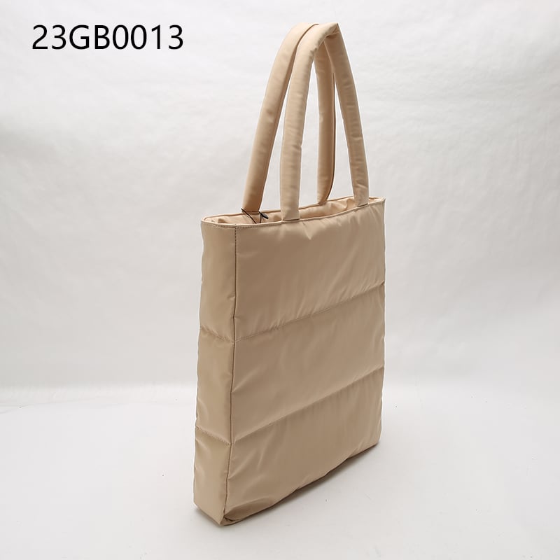 Ready to ship padded nylon puffer mini tote puffer tote bag with adjustable strap for women quilted soft padded tote bag