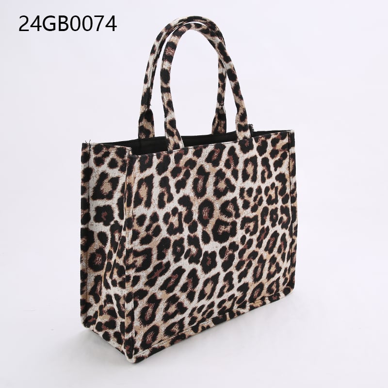 Women's vintage luxury handbag custom logo shoulder tote bag leopard print shopper bag