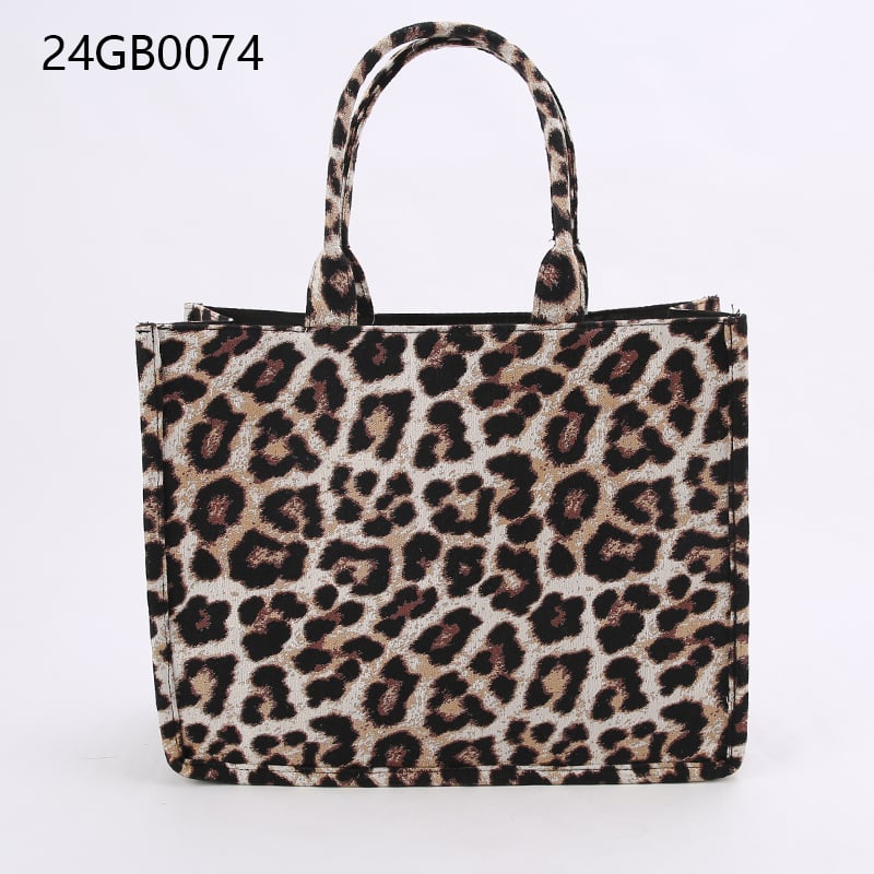 Women's vintage luxury handbag custom logo shoulder tote bag leopard print shopper bag