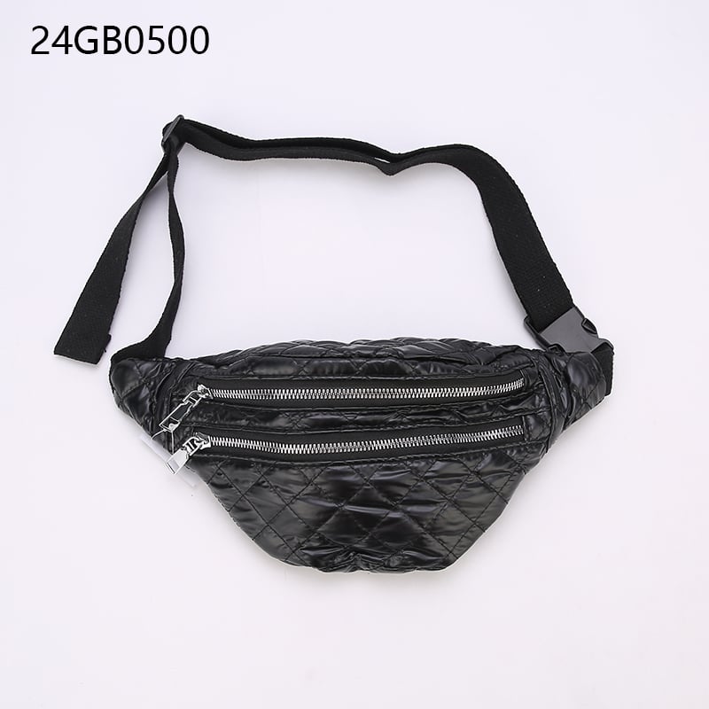 Black double zipper belt bag