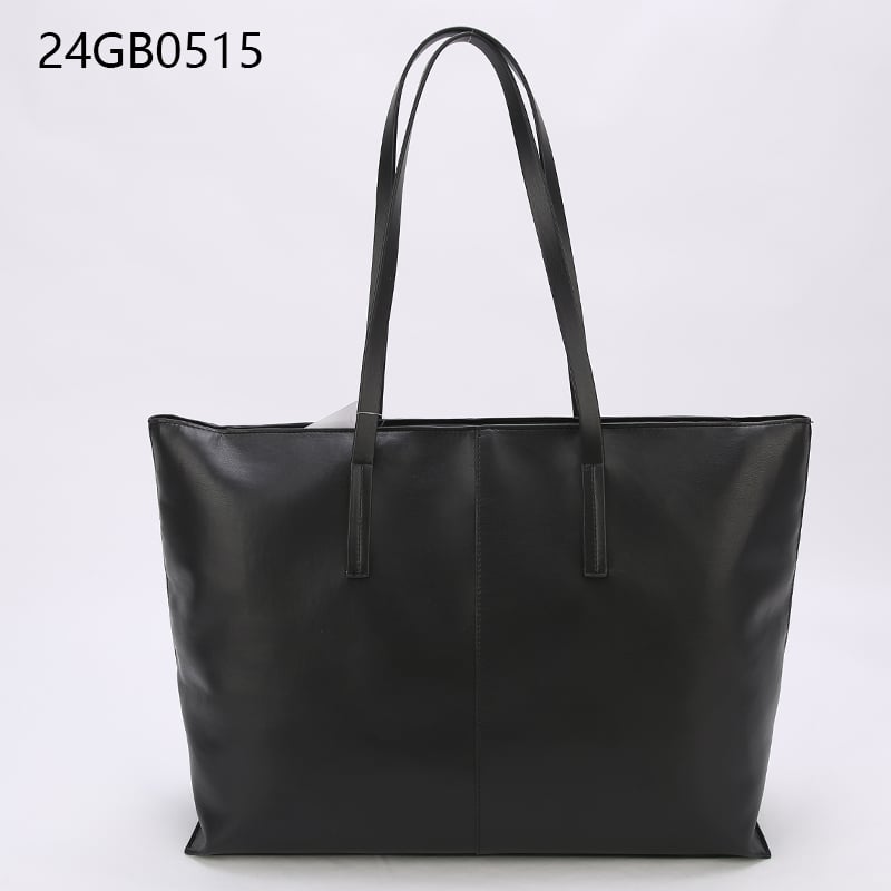 Black faux leather tote bag