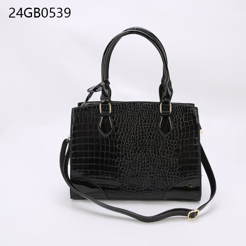 Crocodile black faux leather tote bag