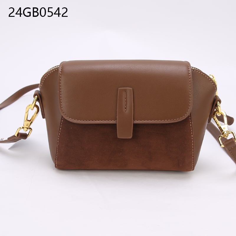 Faux leather brown flap crossbody bag