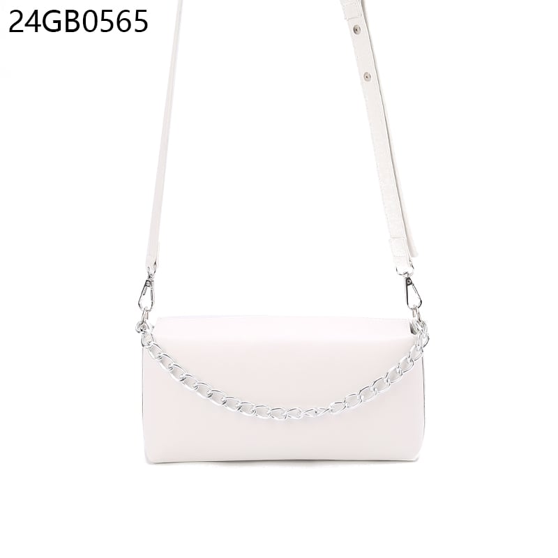 Faux leather chain detail shoulder bag