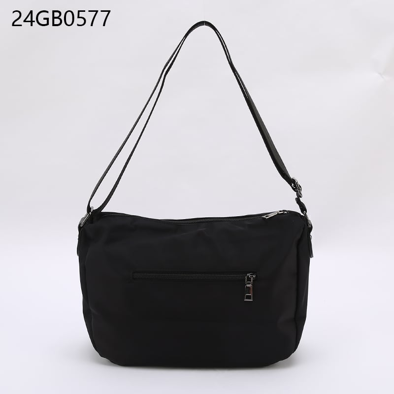 Nylon tote bag with long shoulder strap