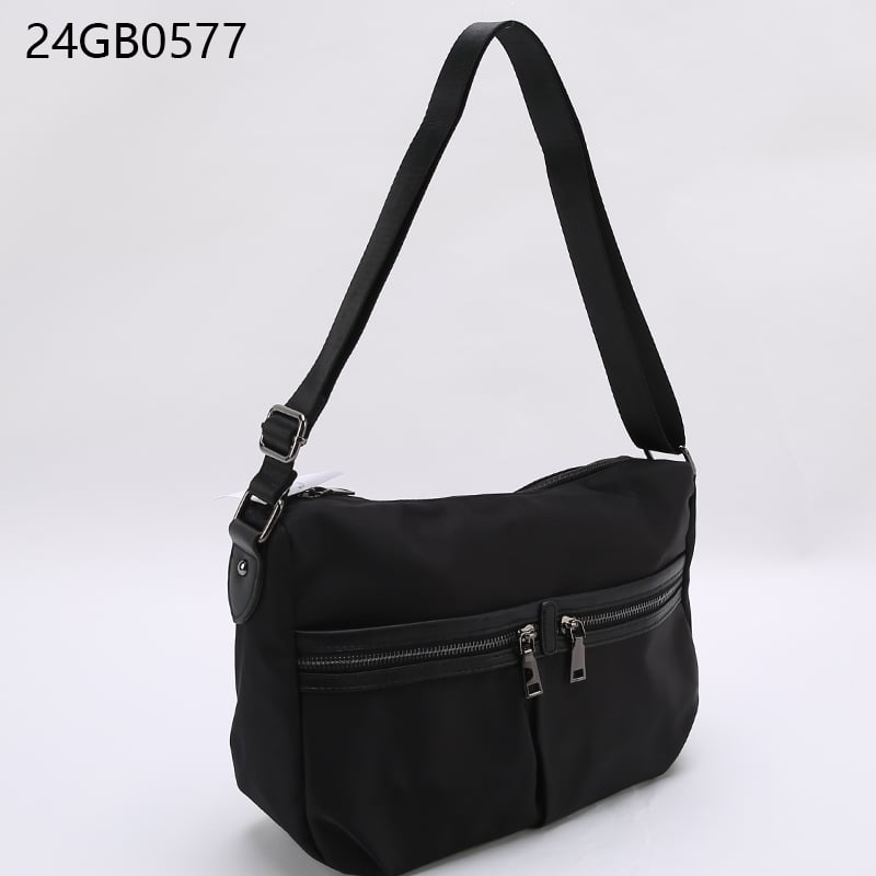 Nylon tote bag with long shoulder strap