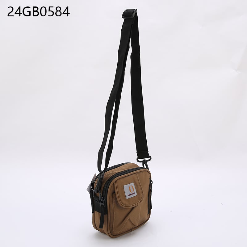 Men's black canvas messanger bag with long shoulder strap