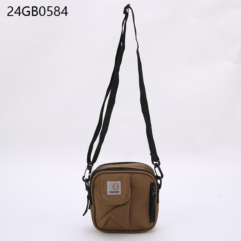 Men's black canvas messanger bag with long shoulder strap