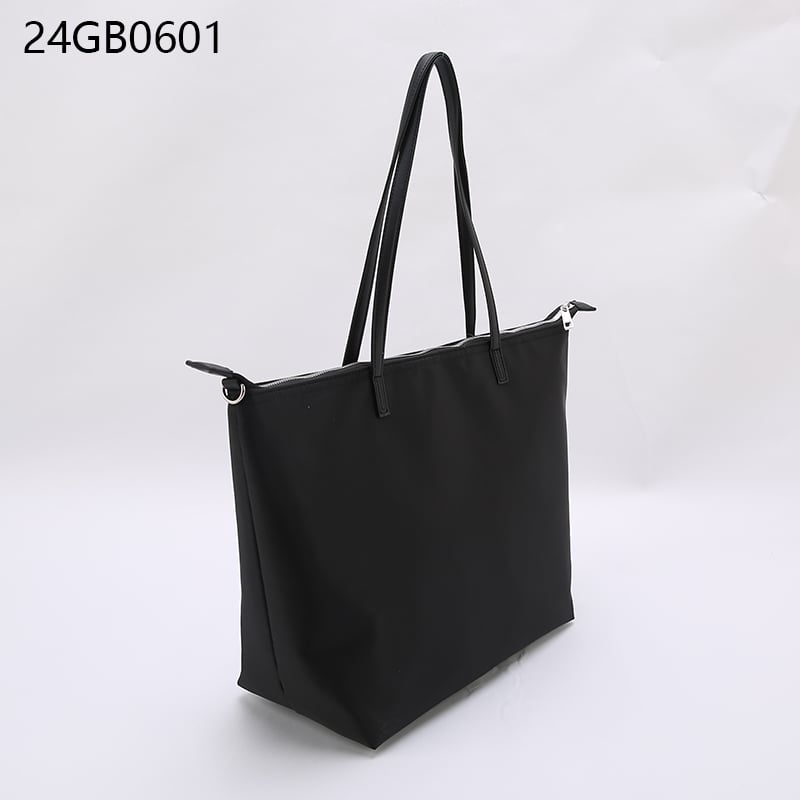 Women's black faux leather shopper bag