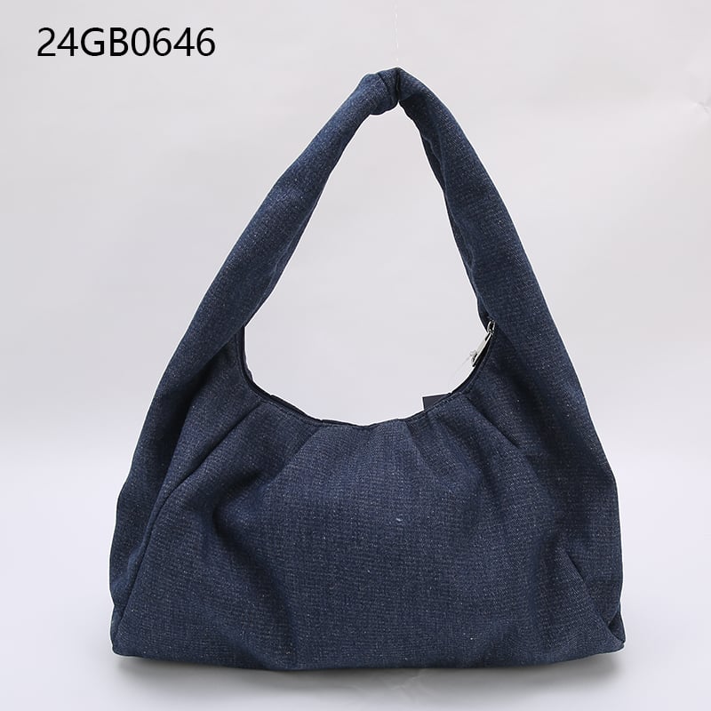 Wholesale women casual plain jeans denim shopper shoulders tote bags with internal pocket