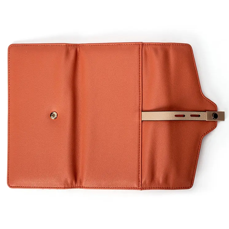 Orange color latest design new arrival ladies purse long PU women wallet