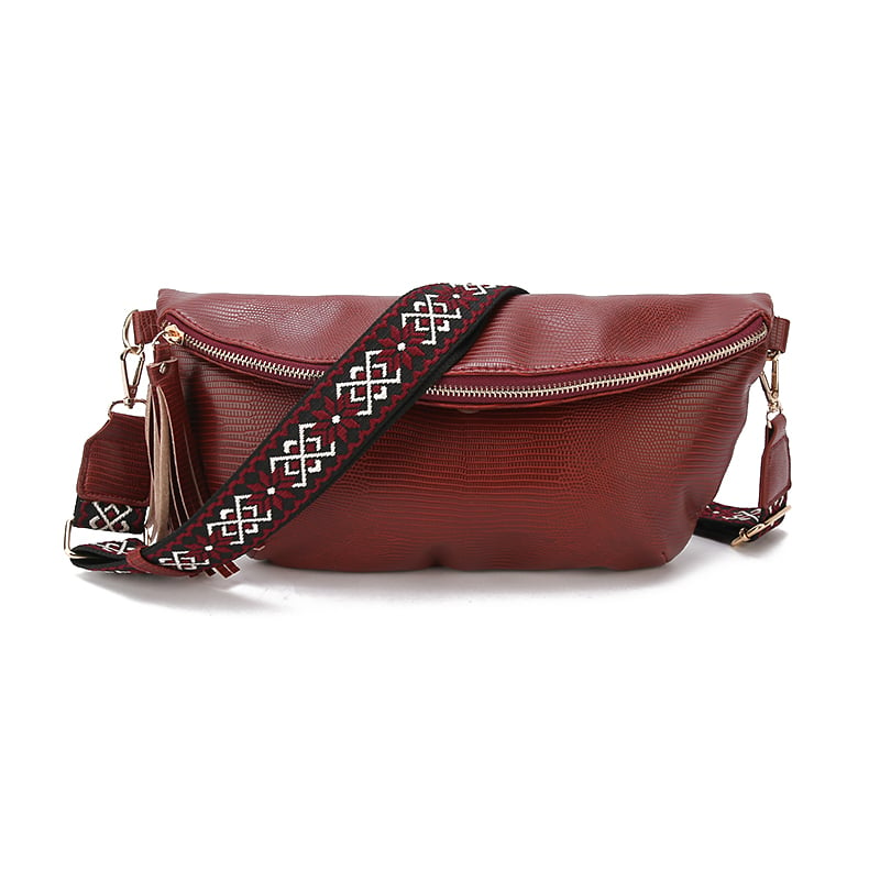 Women single shoulder side bag PU leather fanny pack cross body sling bag belt chest bag for women