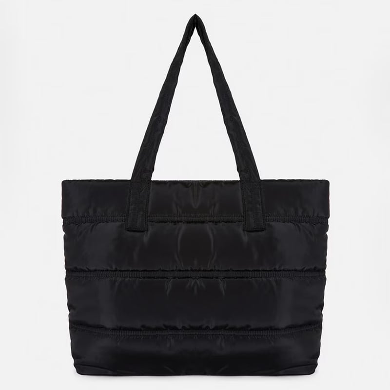 Women's black quilted shopper bag