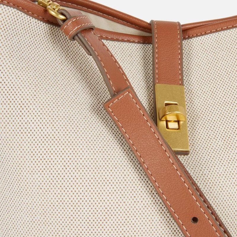 Edit faux leather trim pu bucket bag