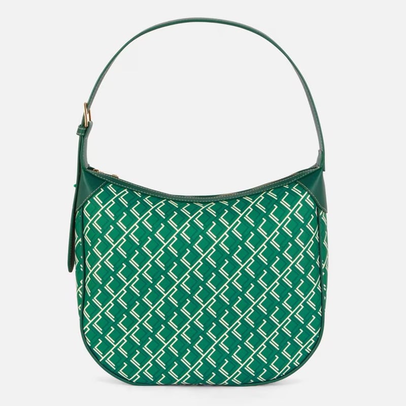 Green slouchy monogram shoulder bag