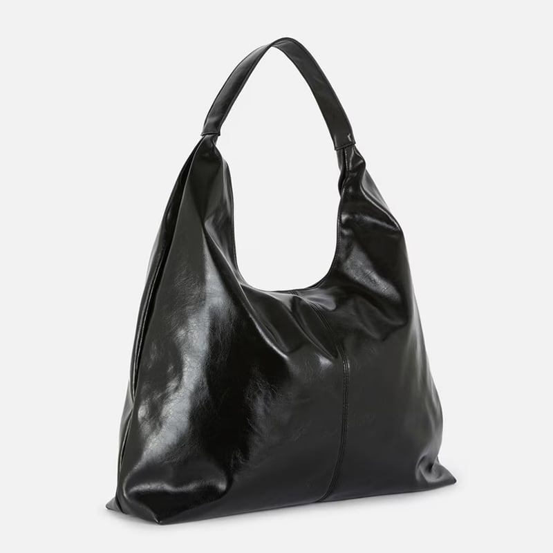 Women's black slouchy shopper tote bag