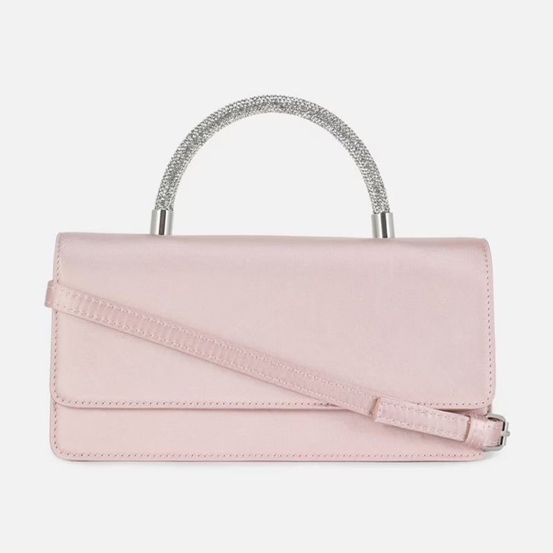 Diamante handle satin crossbody bag