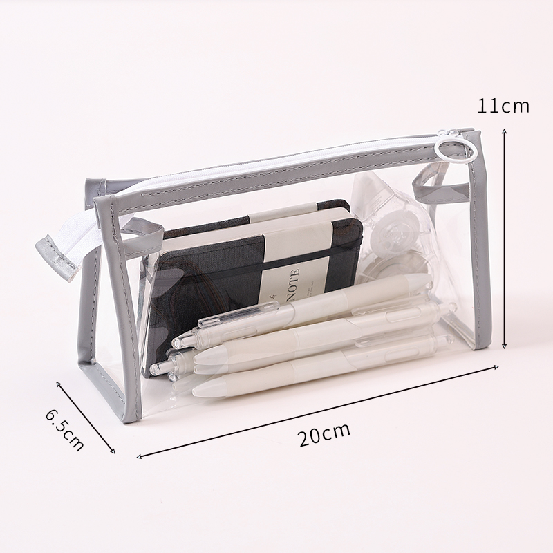 Large capacity clear pencil case transparent PVC pencil pouch custom pen bag cosmetic pouch for school office stationery