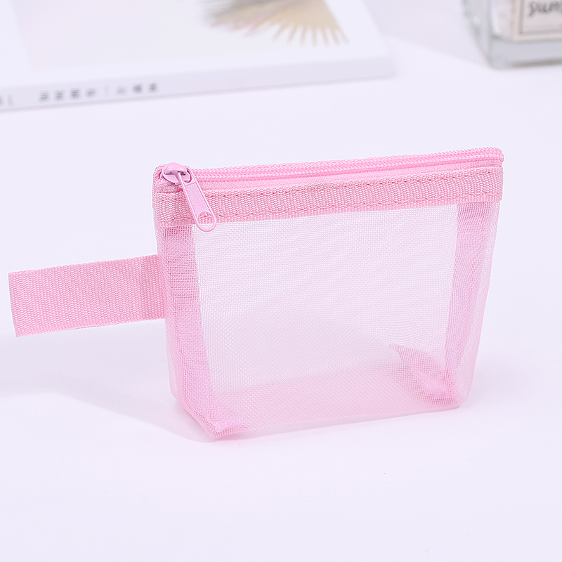 Customized mini zipper mesh bags lipstick accessories pouch small travel cosmetic storage pouch