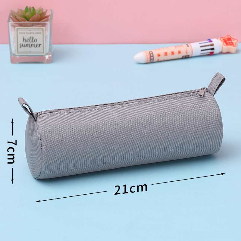 Large capacity zippered pencil case cute cylindrical stationery storage bag oxford for primary school