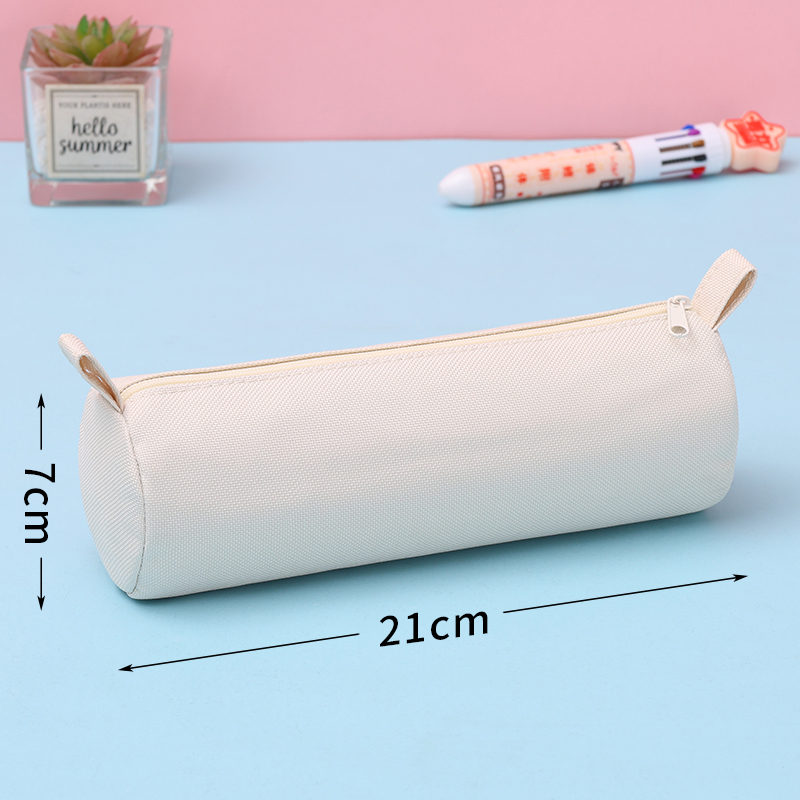 Large capacity zippered pencil case cute cylindrical stationery storage bag oxford for primary school