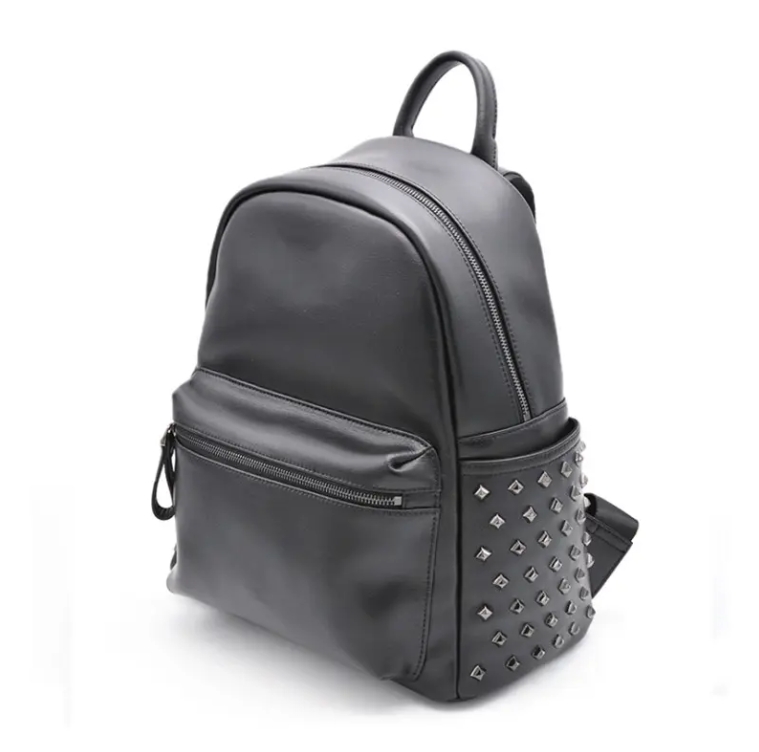 Custom daily use small black fashion real genuine cow leather backpack for ladies women