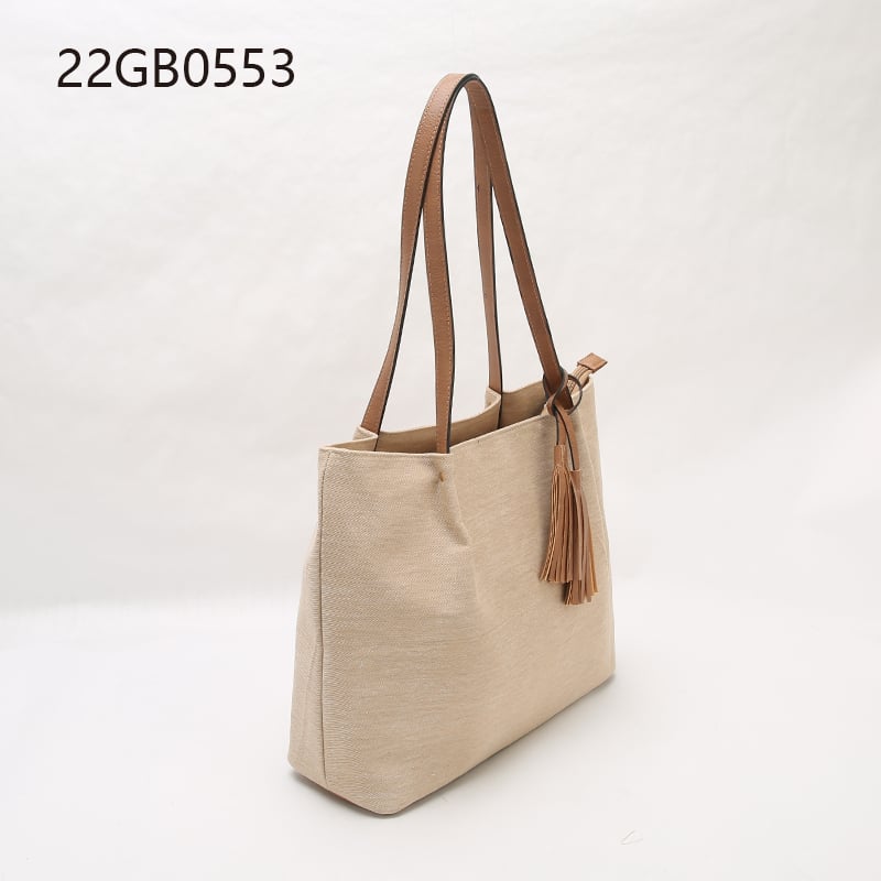 Large capacity lightweight durable shoulder crossbody bag unisex work travel fashion canvas tote bag with bamboo handle