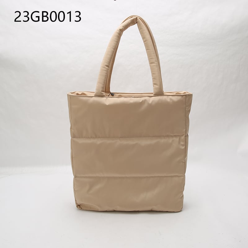 Ready to ship padded nylon puffer mini tote puffer tote bag with adjustable strap for women quilted soft padded tote bag