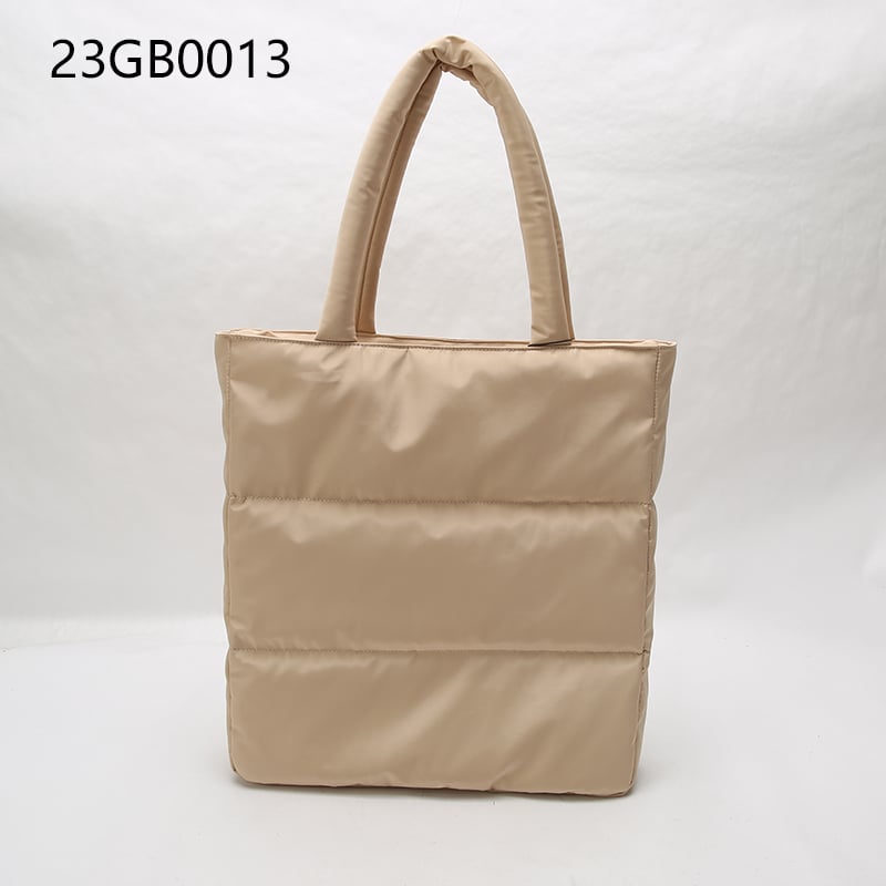 Ready to ship padded nylon puffer mini tote puffer tote bag with adjustable strap for women quilted soft padded tote bag