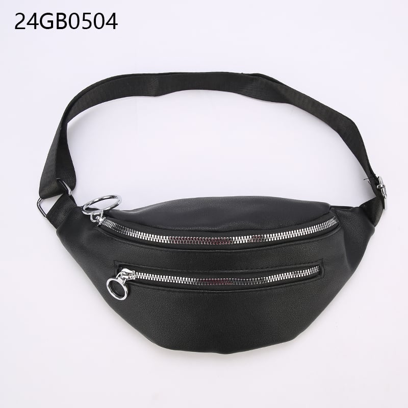 Black double zip bum bag