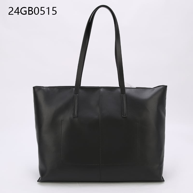 Black faux leather tote bag