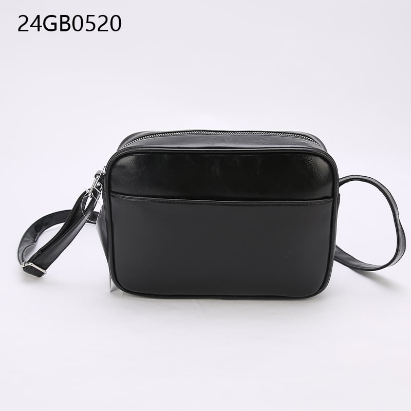 High-quality black faux leather shoulder bag