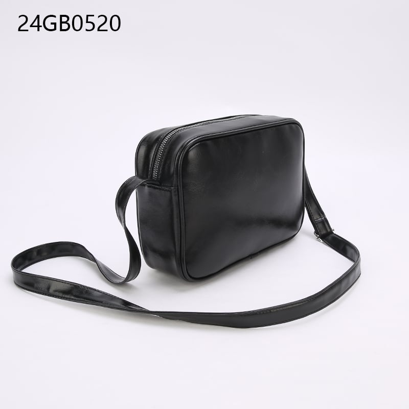 High-quality black faux leather shoulder bag