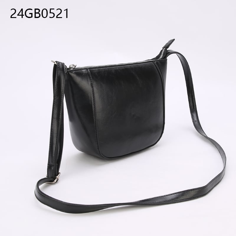 Women's black faux leather cross body bag