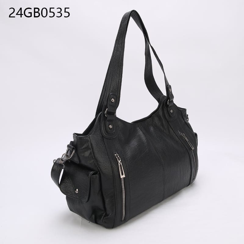 Shoulder bag faux leather with round metal