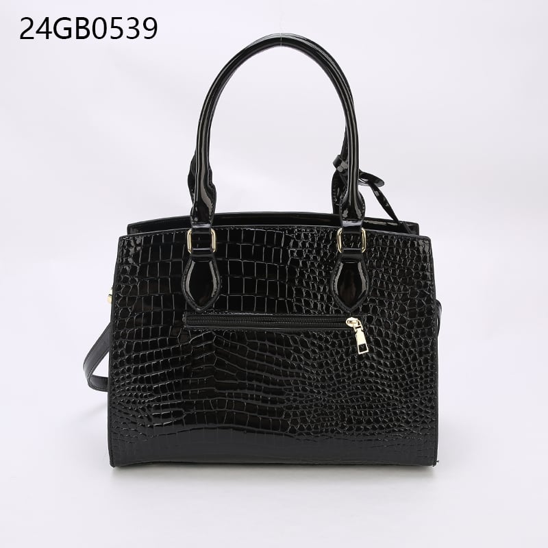 Crocodile black faux leather tote bag