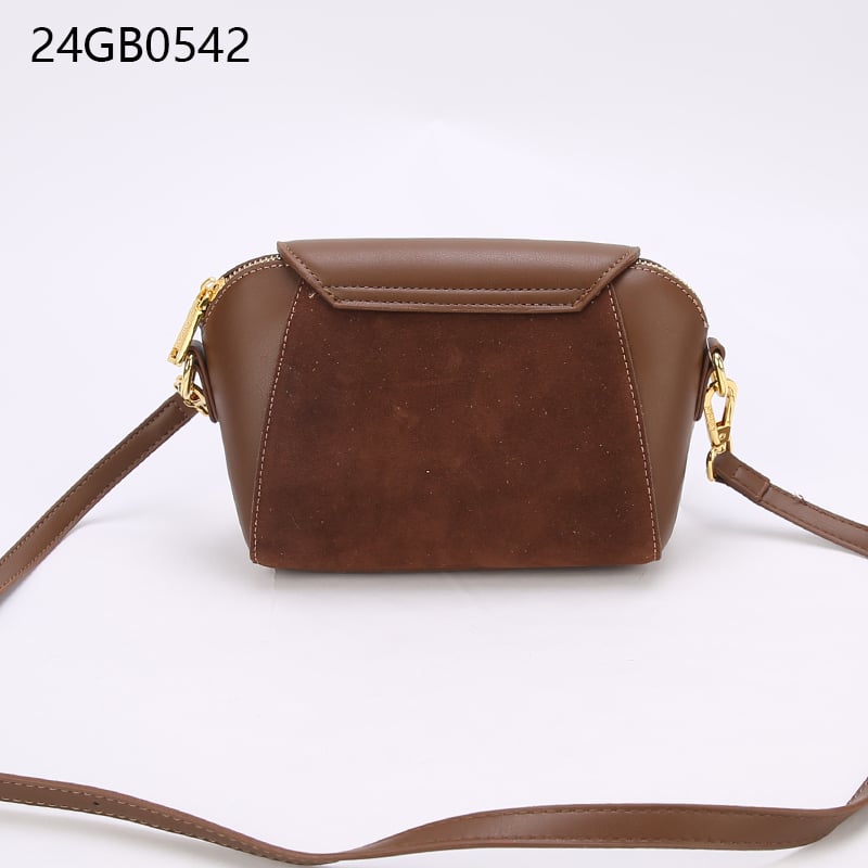 Faux leather brown flap crossbody bag