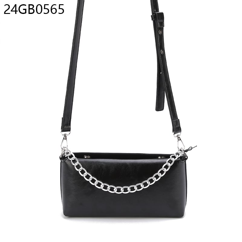 Faux leather chain detail shoulder bag