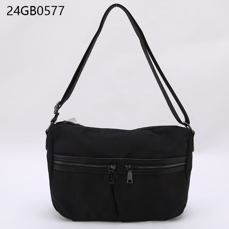 Nylon tote bag with long shoulder strap