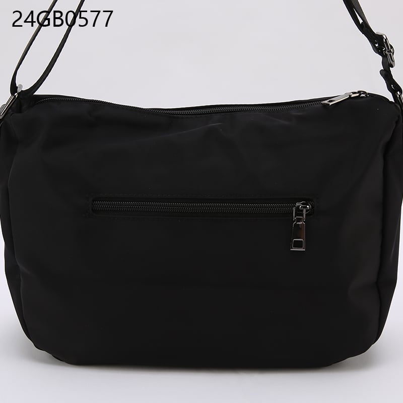 Nylon tote bag with long shoulder strap