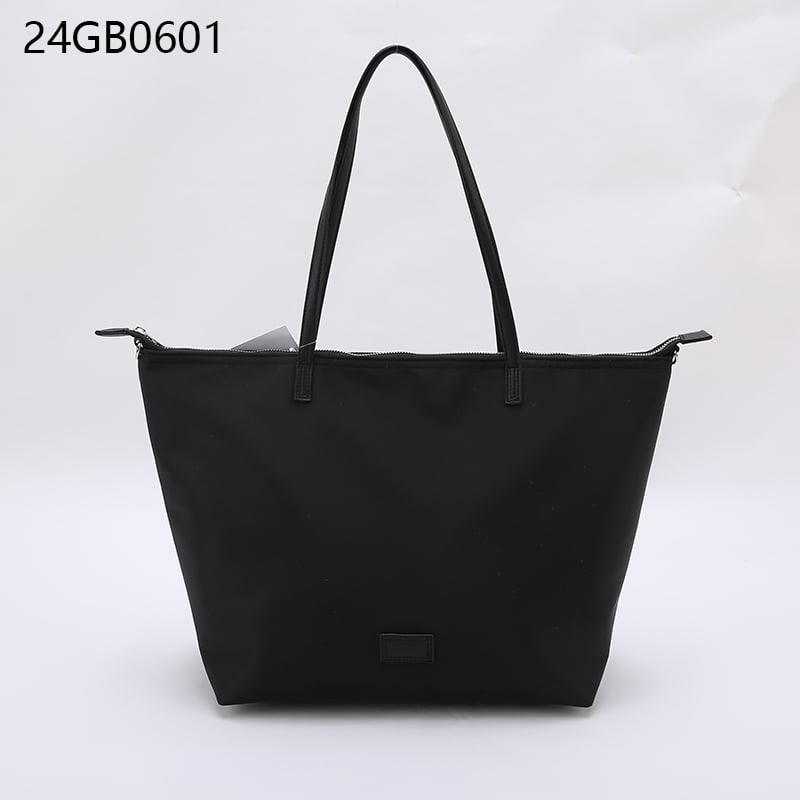 Women's black faux leather shopper bag