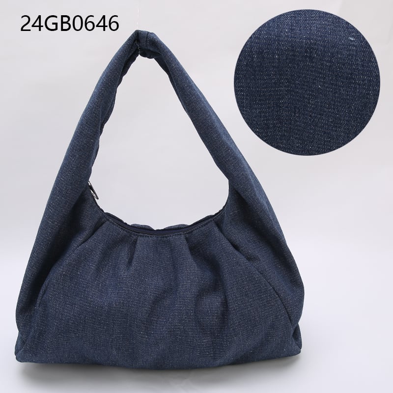 Wholesale women casual plain jeans denim shopper shoulders tote bags with internal pocket