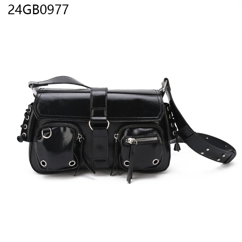 Latest leather motorcycle bag straps shoulder crossbody ladies shoulder bag small for women black shoulder bag